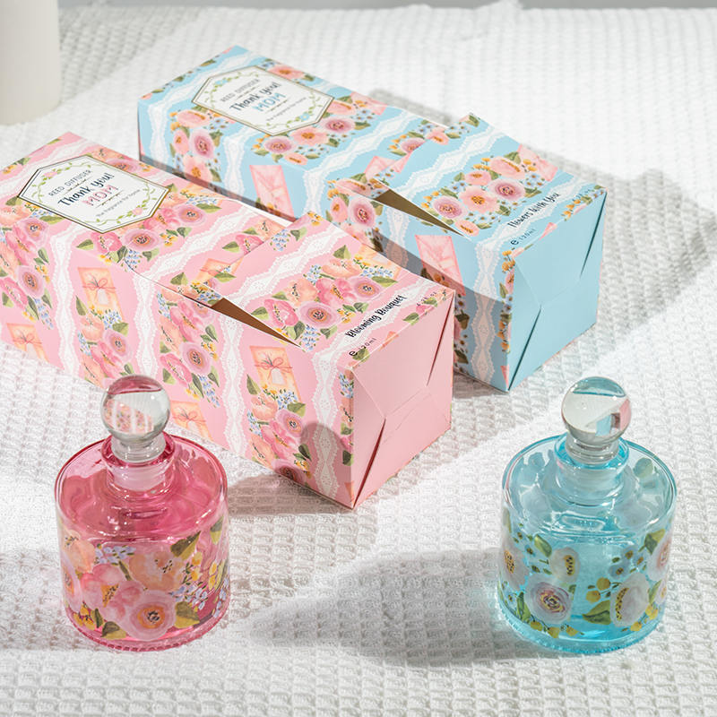 Moederdag elegante ronde glazen fles rietverspreider