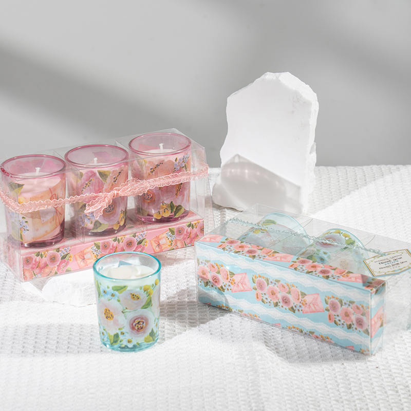 Moederdag klassieke kleine ronde glazen beker geurkaarsen 3PCS set-eco sojakaarsenfabrikant