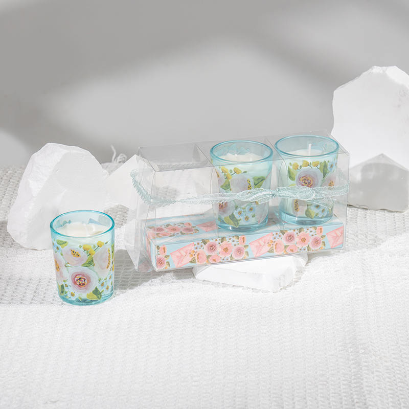 Moederdag klassieke kleine ronde glazen beker geurkaarsen 3PCS set-eco sojakaarsenfabrikant