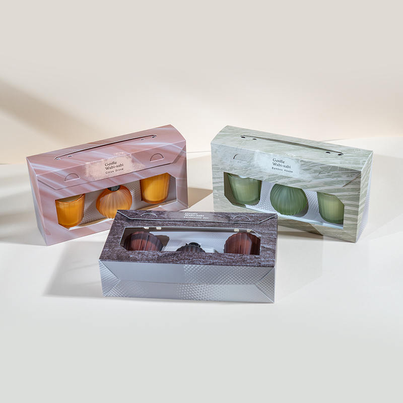 Verticaal gestreepte kleine glaasjes geurkaarsen X2 Verticale streep kleine bol vluchtige rietverspreiderfles