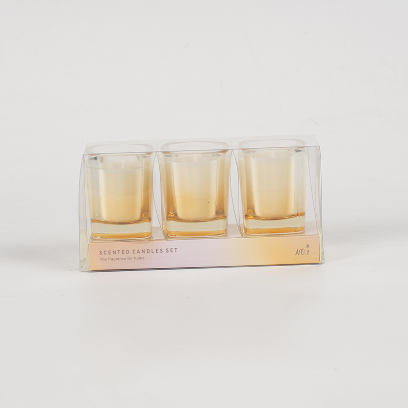 3-delige vierkante kaarsenset met kleurverloop