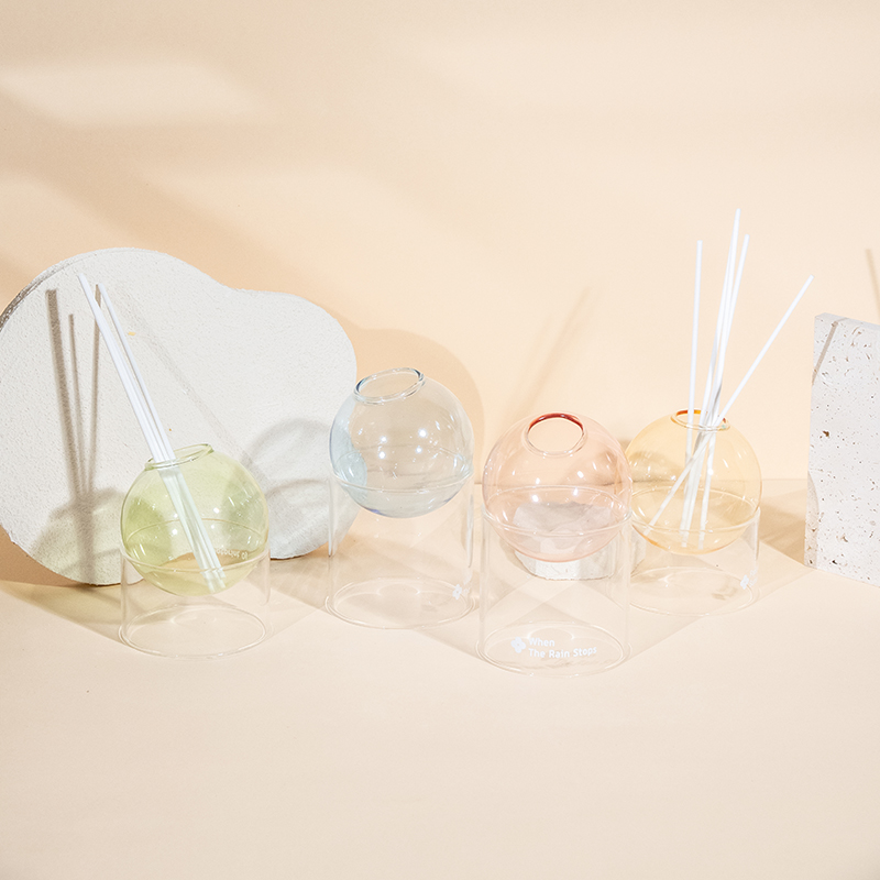 Helder glazen basis, glazen bol type rietverspreider-styling aromatherapie