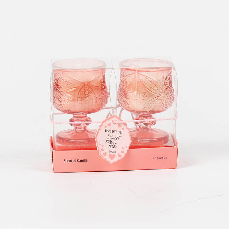 Valentine klassieke stylsh cup geurkaars 2PCS set-ogranic eco sojawas kaarsenset fabrikant