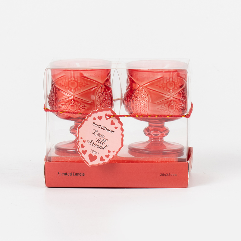 Valentine klassieke stylsh cup geurkaars 2PCS set-ogranic eco sojawas kaarsenset fabrikant