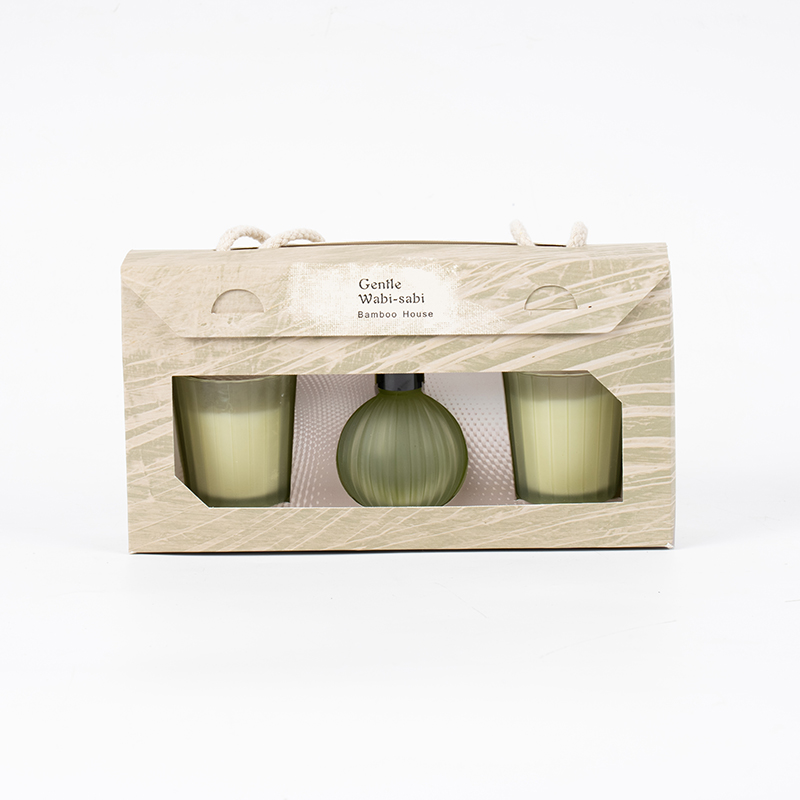 Verticaal gestreepte kleine glaasjes geurkaarsen X2 Verticale streep kleine bol vluchtige rietverspreiderfles