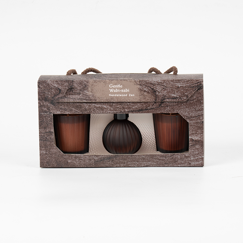 Verticaal gestreepte kleine glaasjes geurkaarsen X2 Verticale streep kleine bol vluchtige rietverspreiderfles