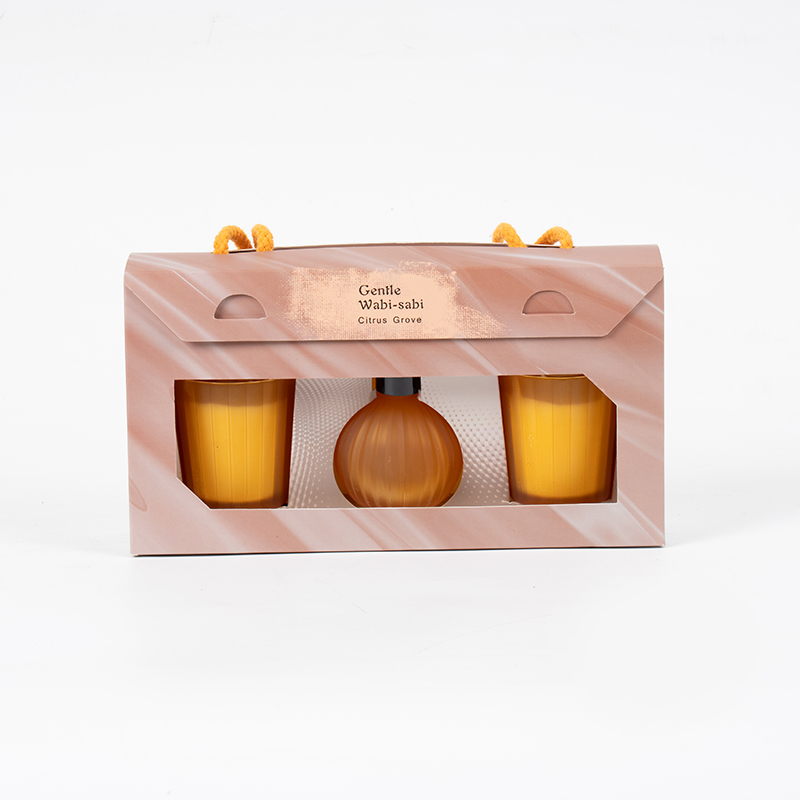 Verticaal gestreepte kleine glaasjes geurkaarsen X2 Verticale streep kleine bol vluchtige rietverspreiderfles