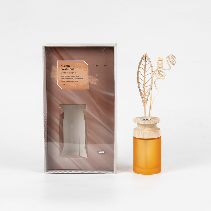 Hoge cilindrische glazen fles, premium rietverspreider met houten stok-aromaverspreider