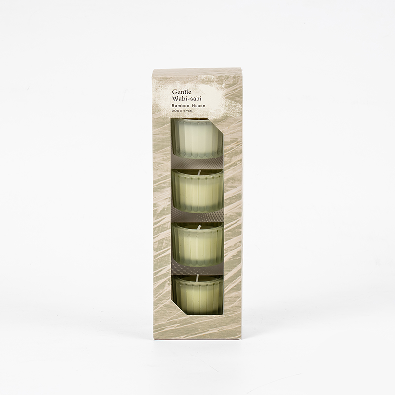 Set van 4 verticaal gestreepte kleine dwergglazen kaarsbekers