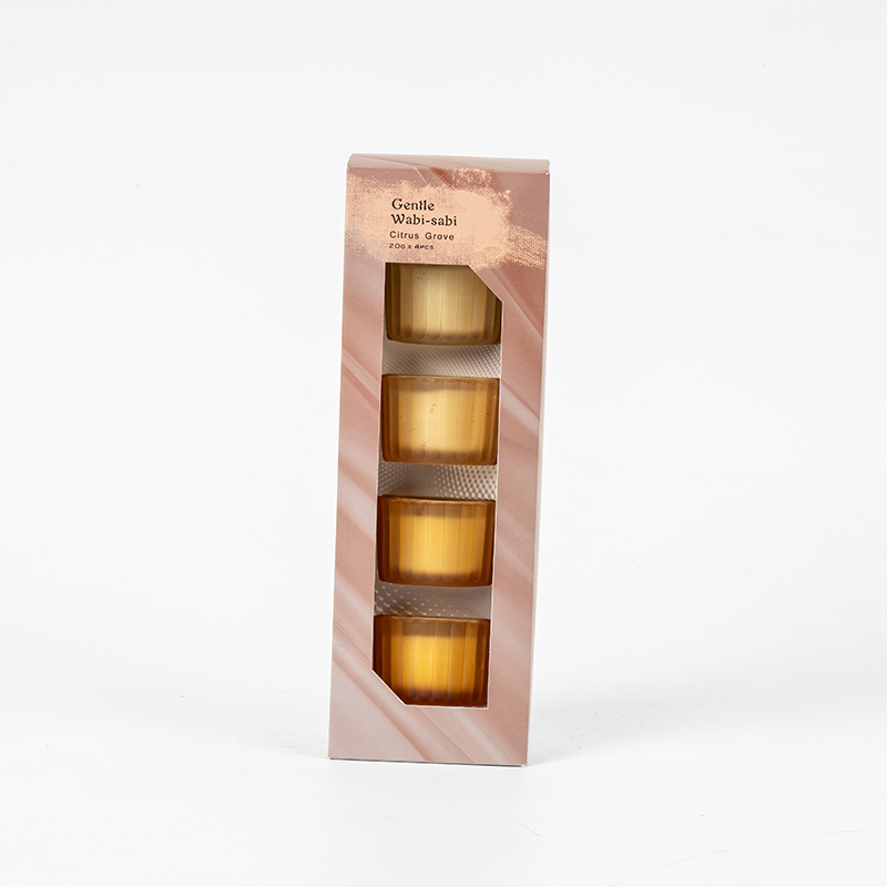 Set van 4 verticaal gestreepte kleine dwergglazen kaarsbekers